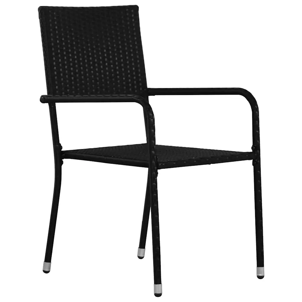 Outdoor Dining Chairs Stackable Black Rattan Style 4 Piece