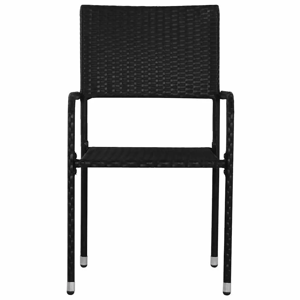 Outdoor Dining Chairs Stackable Black Rattan Style 4 Piece