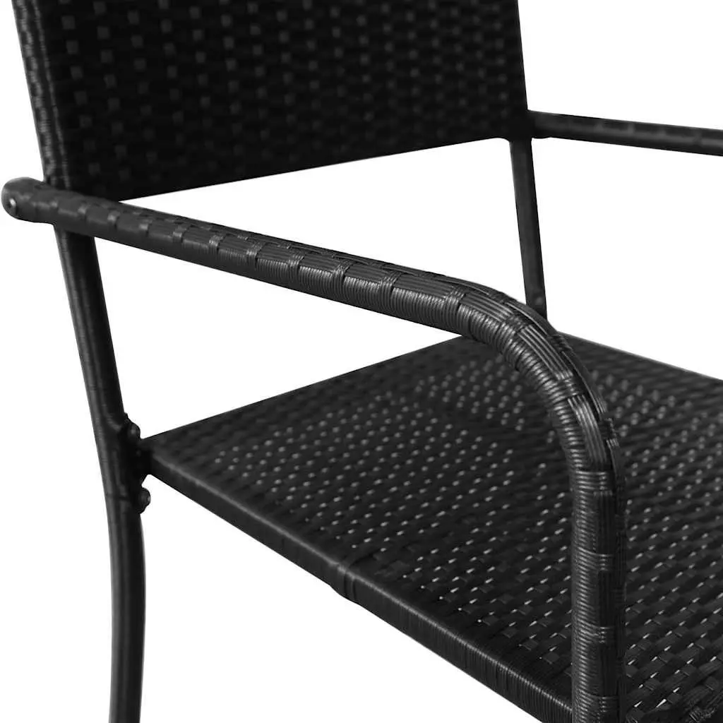 Outdoor Dining Chairs Stackable Black Rattan Style 4 Piece