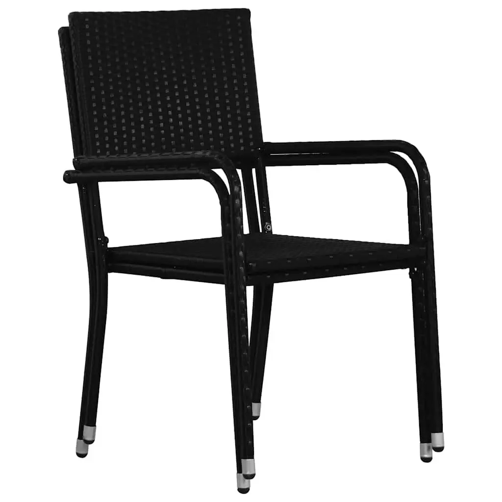 Outdoor Dining Chairs Stackable Black Rattan Style 4 Piece