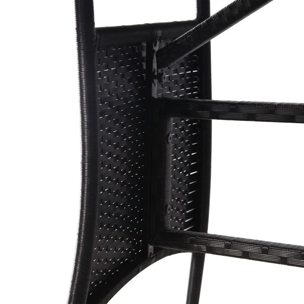 Garden Table Black Poly Rattan 140x80x74cm Outdoor Patio Furniture Glass Top