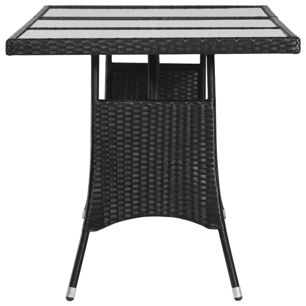 Garden Outdoor Patio Table Black Rattan Glass Top 170x80x74cm Dining Furniture