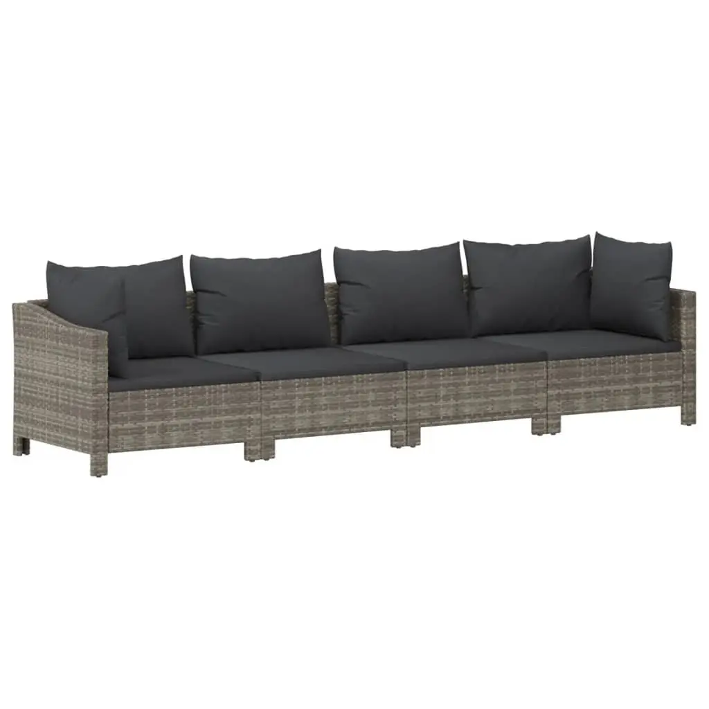 5 Piece Outdoor Garden Lounge Set with Cushions Grey Poly Rattan Furniture