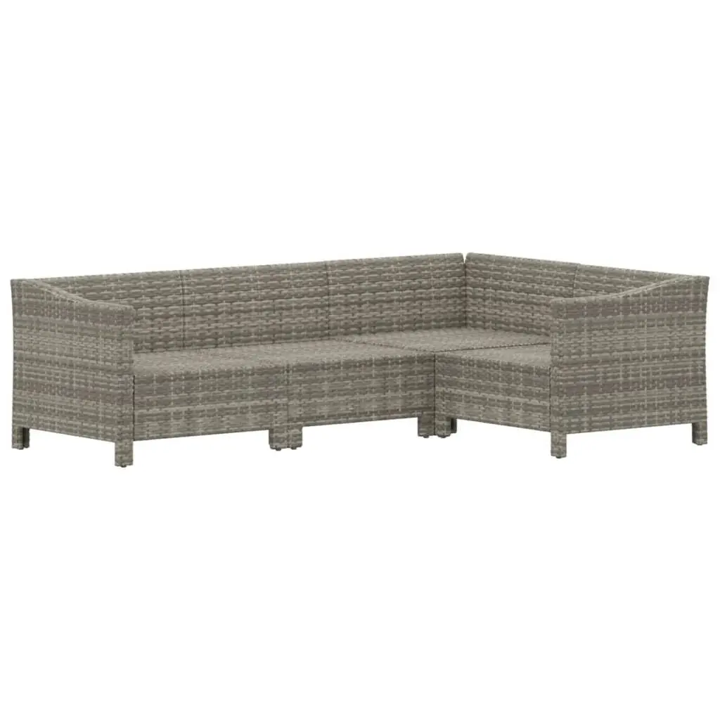 Garden Lounge Set 4 Piece Outdoor Furniture with Cushions Grey Rattan
