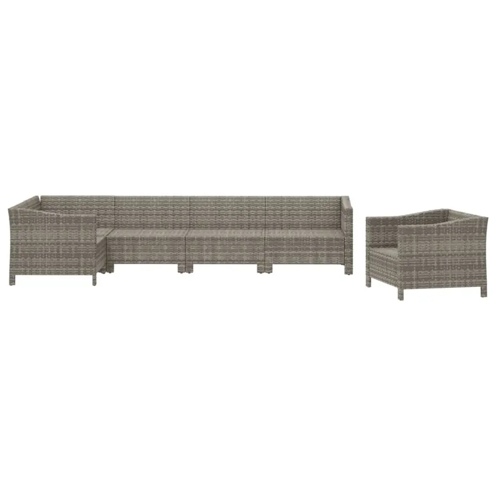 Garden Lounge Set 6 Piece Outdoor Furniture Grey Poly Rattan with Cushions