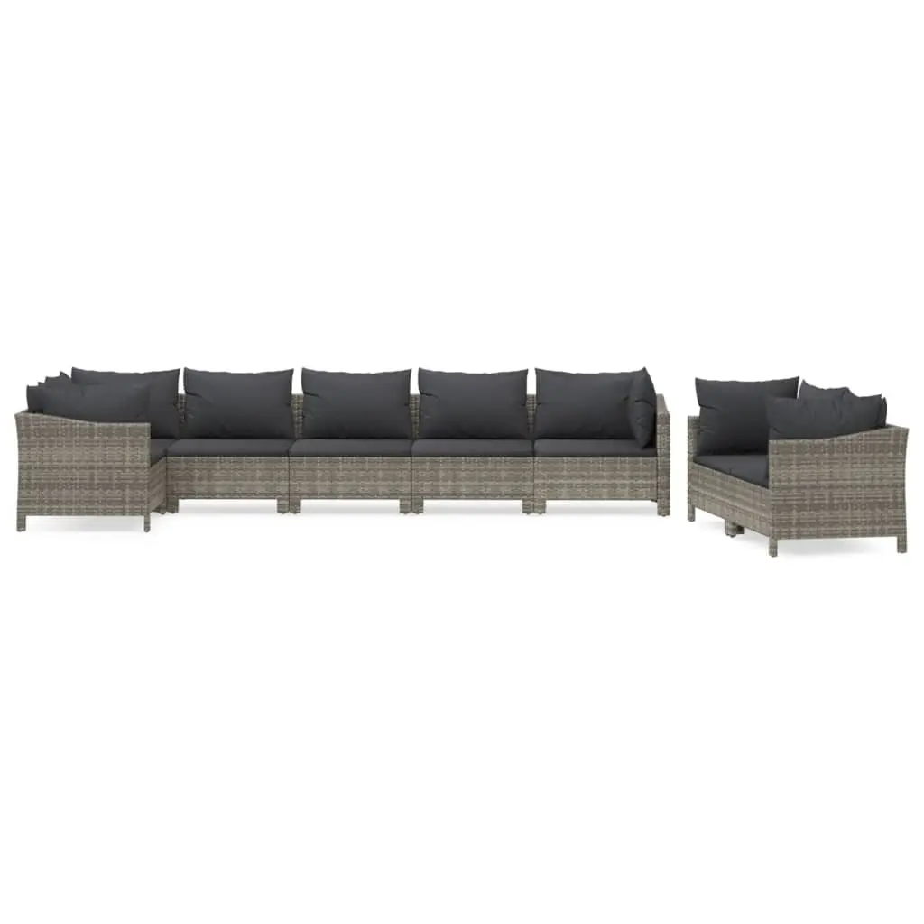 Garden Lounge Set Modular Grey Poly Rattan 8 Piece Outdoor Furniture