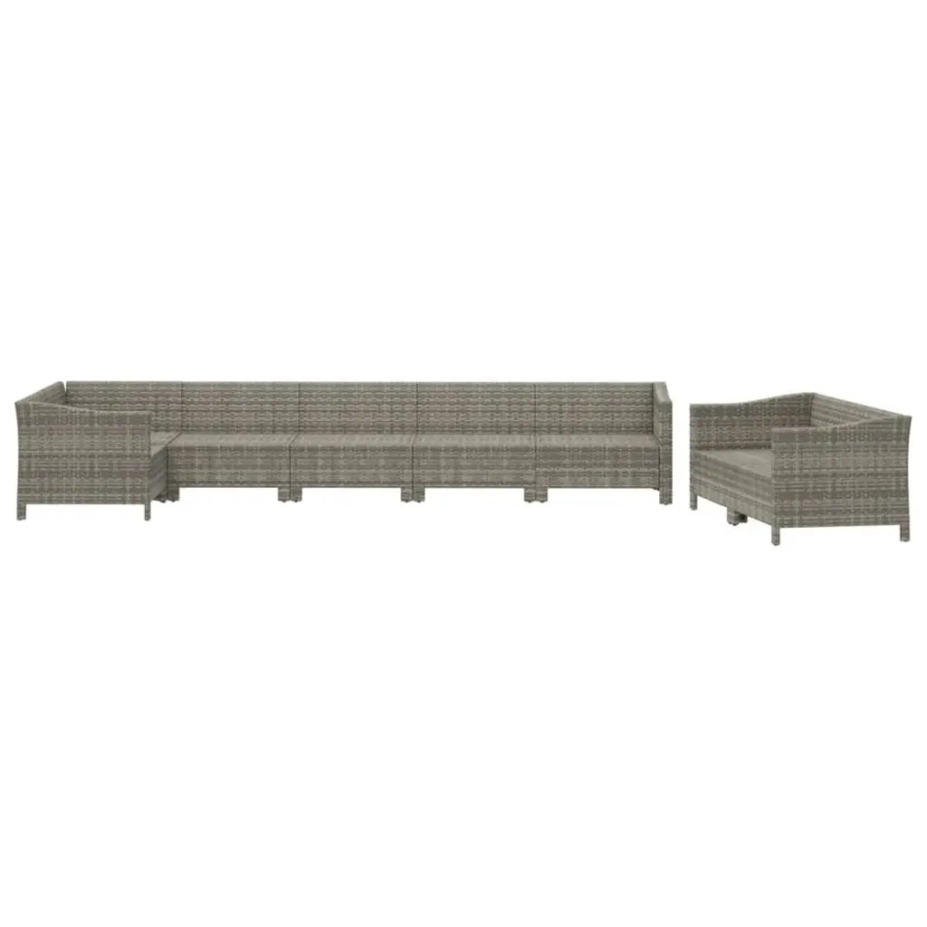 Garden Lounge Set Modular Grey Poly Rattan 8 Piece Outdoor Furniture