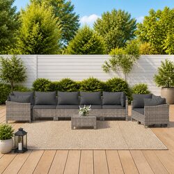 Friendly 9 Piece Outdoor Lounge Set - Grey Rattan