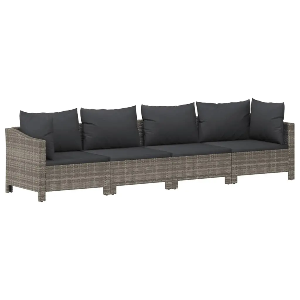 Garden Lounge Set 9 Piece Outdoor Furniture Grey Poly Rattan Cushions Modular