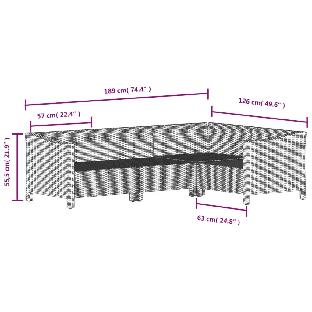 Garden Lounge Set 6 Piece Outdoor Furniture Grey Poly Rattan with Cushions