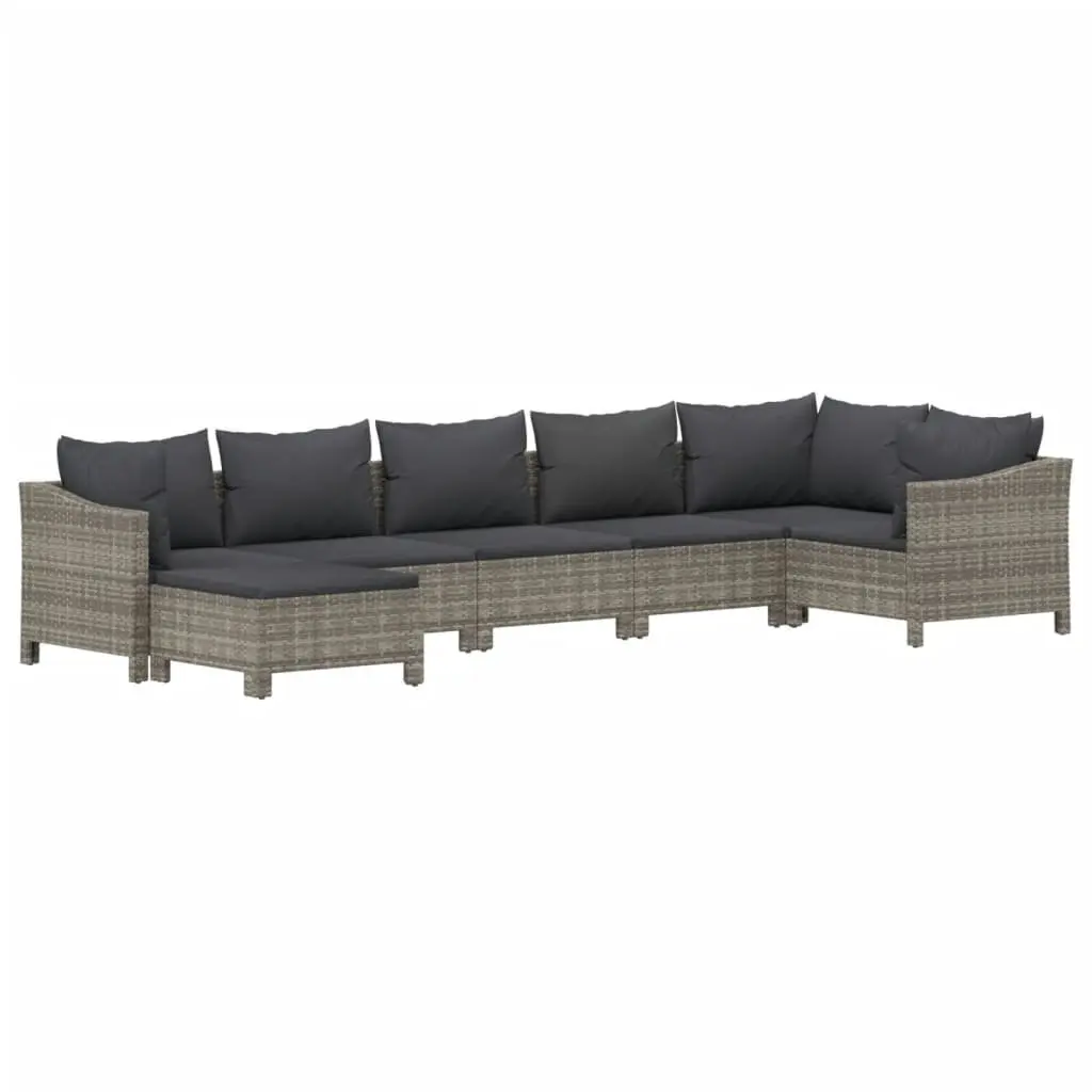 7 Piece Garden Lounge Set Outdoor Patio Furniture Grey Cushions Sectional Sofa