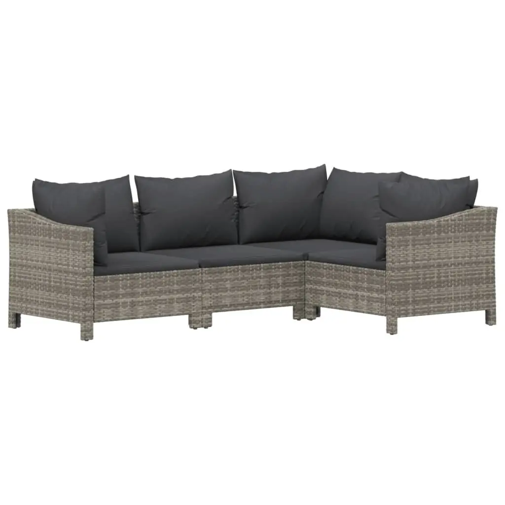 7 Piece Garden Lounge Set Outdoor Furniture with Cushions Grey Poly Rattan