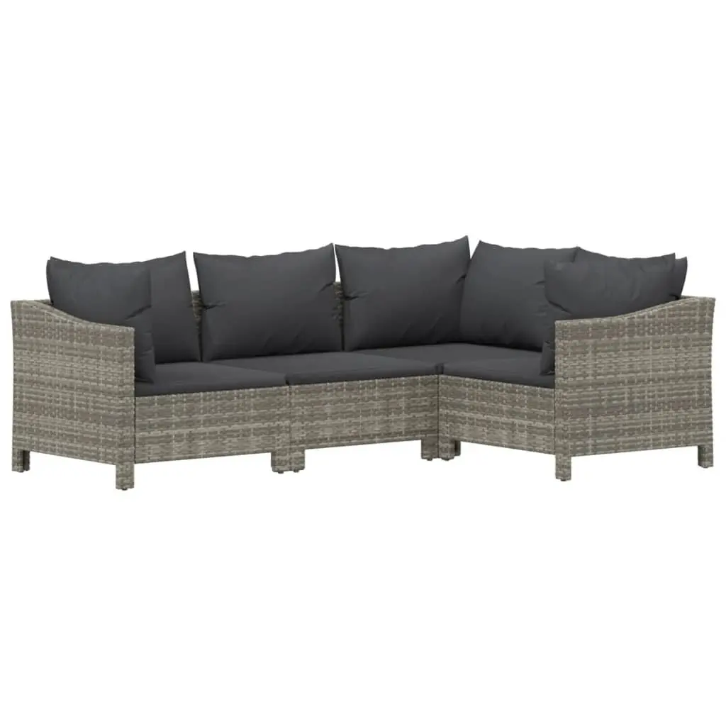 Garden Lounge Set 8 Piece Outdoor Furniture Grey Poly Rattan with Cushions