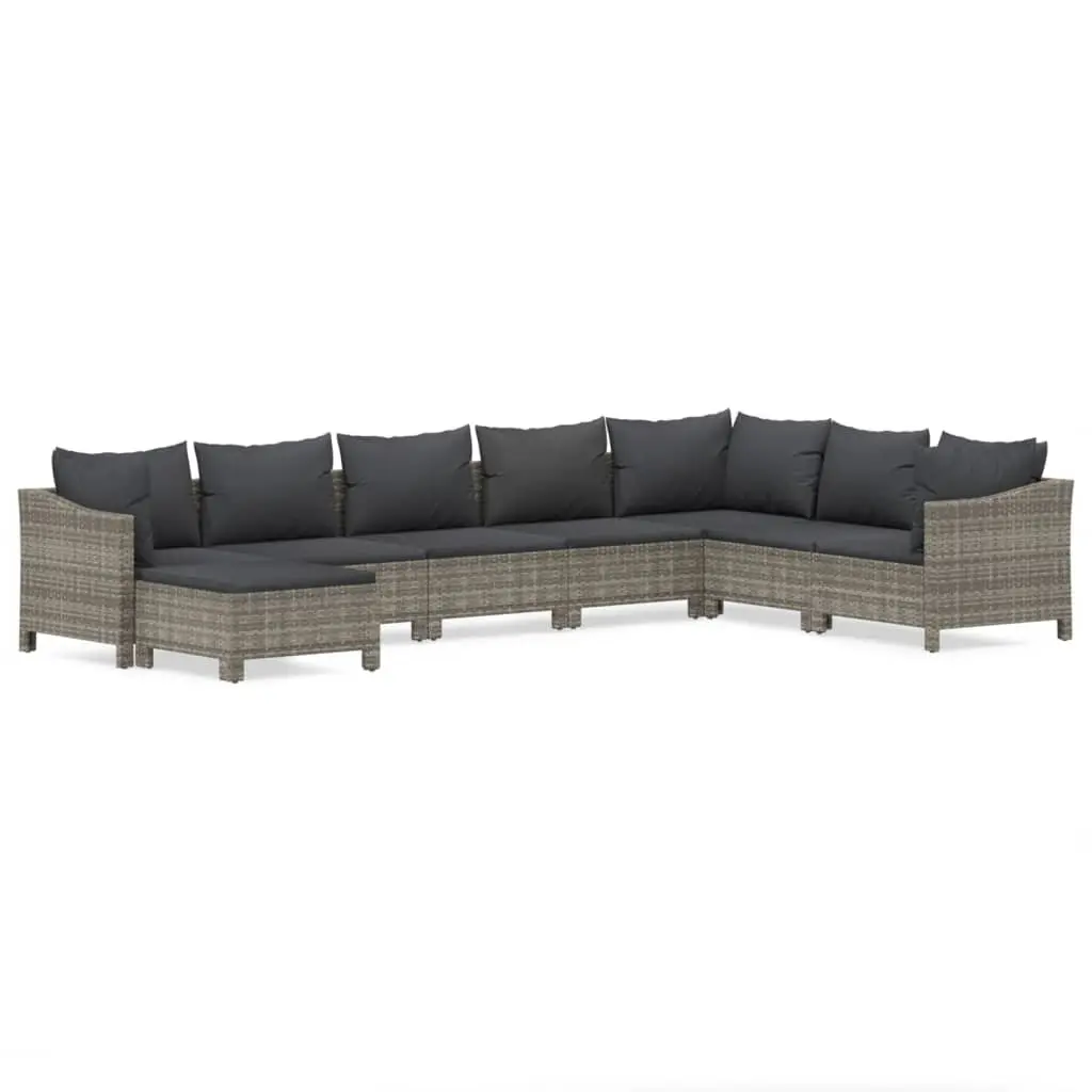 Outdoor Furniture 8 Piece Modular Garden Lounge Set Grey with Cushions