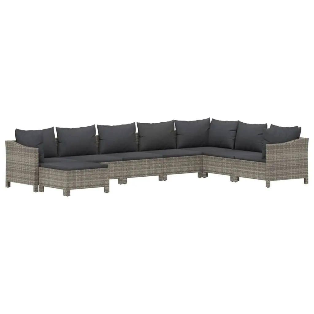 Outdoor Furniture 8 Piece Modular Garden Lounge Set Grey with Cushions