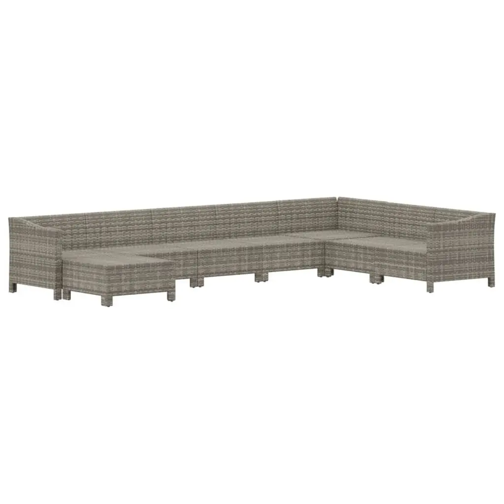 Outdoor Furniture 8 Piece Modular Garden Lounge Set Grey with Cushions