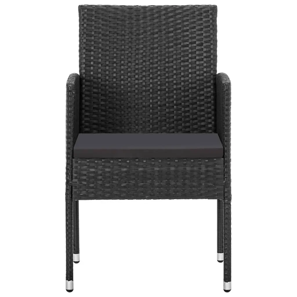 Outdoor Garden Chairs with Cushions 2 pcs Black Poly Rattan Seating Set