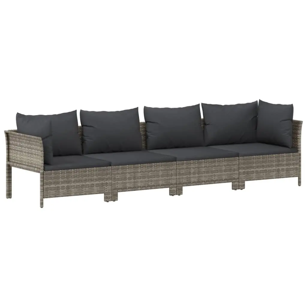 Garden Lounge Set 10 Pieces Outdoor Furniture Grey Poly Rattan Cushions Modular
