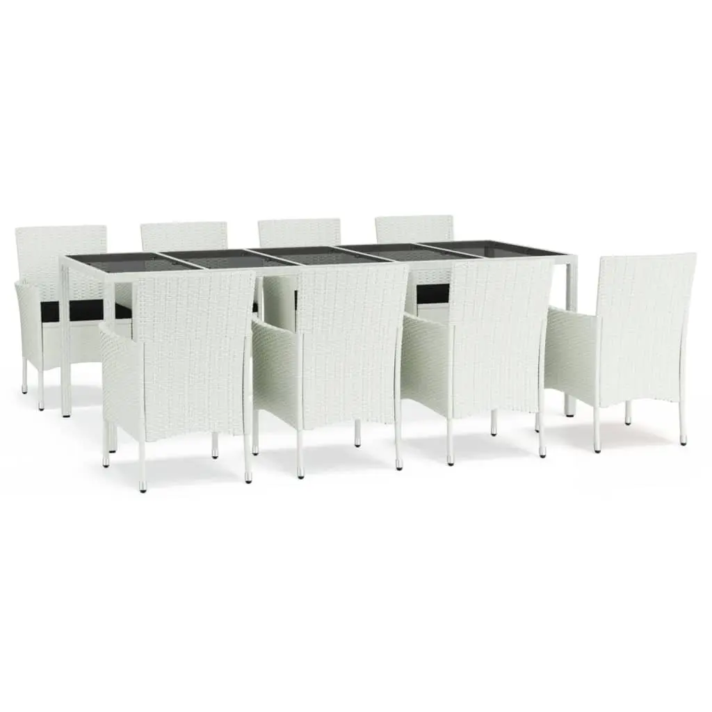 9 Piece Outdoor Dining Set Weather-Resistant PE Rattan White with Cushions