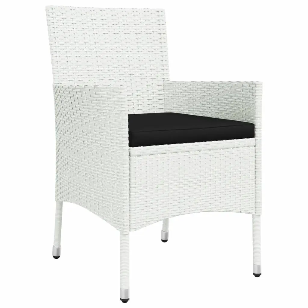 9 Piece Outdoor Dining Set Weather-Resistant PE Rattan White with Cushions
