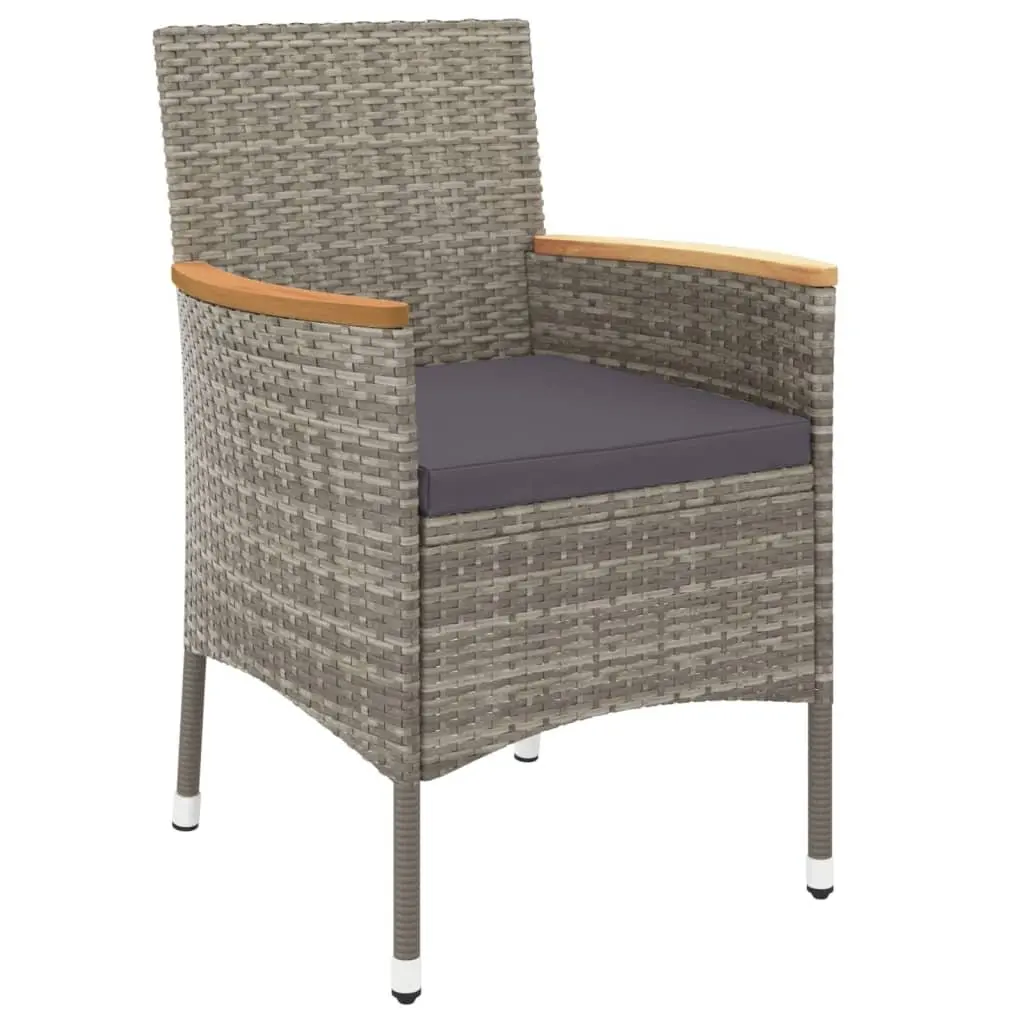 Outdoor Dining Set 7 Piece Grey Poly Rattan Table and Chairs with Cushions