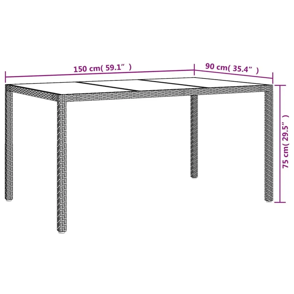 Outdoor Dining Set 7 Piece Grey Poly Rattan Table and Chairs with Cushions
