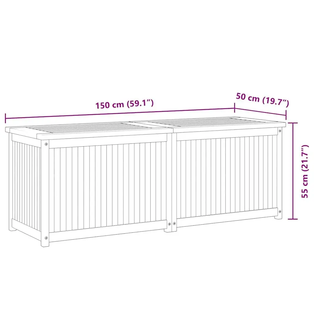 Garden Storage Box 150x50x55 cm Outdoor Chest Solid Wood Teak Brown