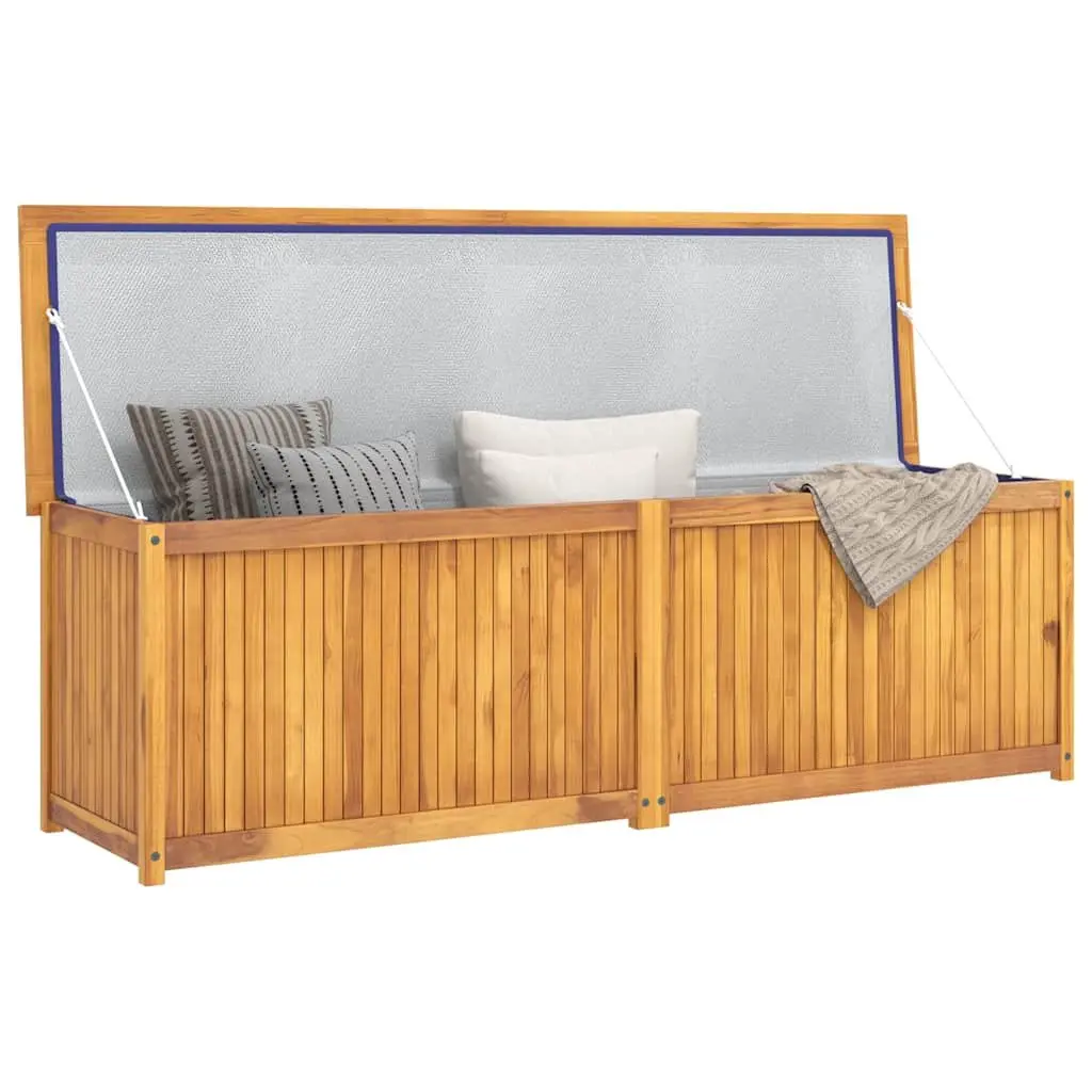 Garden Storage Box Teak Wood Brown 175x50x55 cm Outdoor Chest with Easy Open Lid