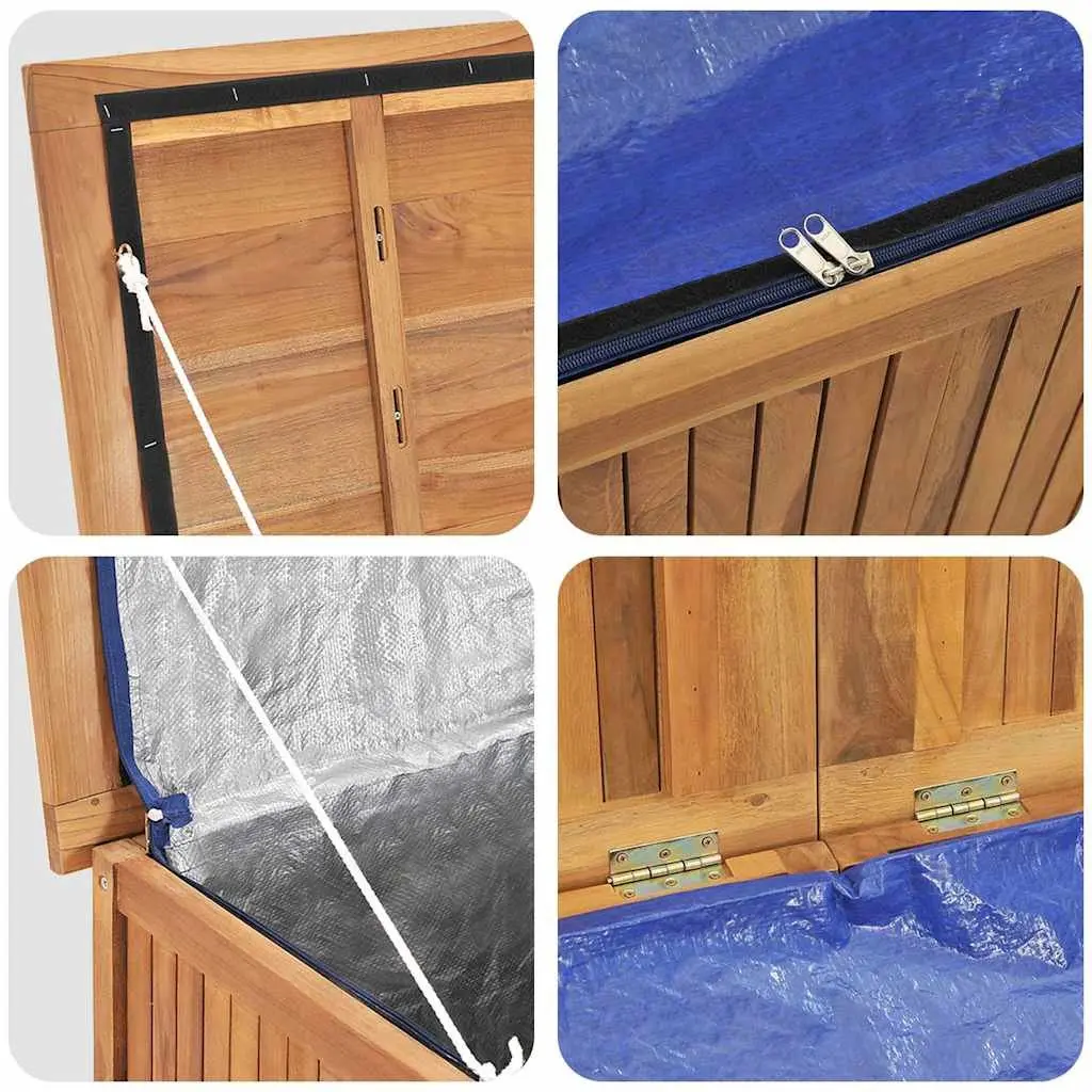 Garden Storage Box Teak Wood Brown 175x50x55 cm Outdoor Chest with Easy Open Lid
