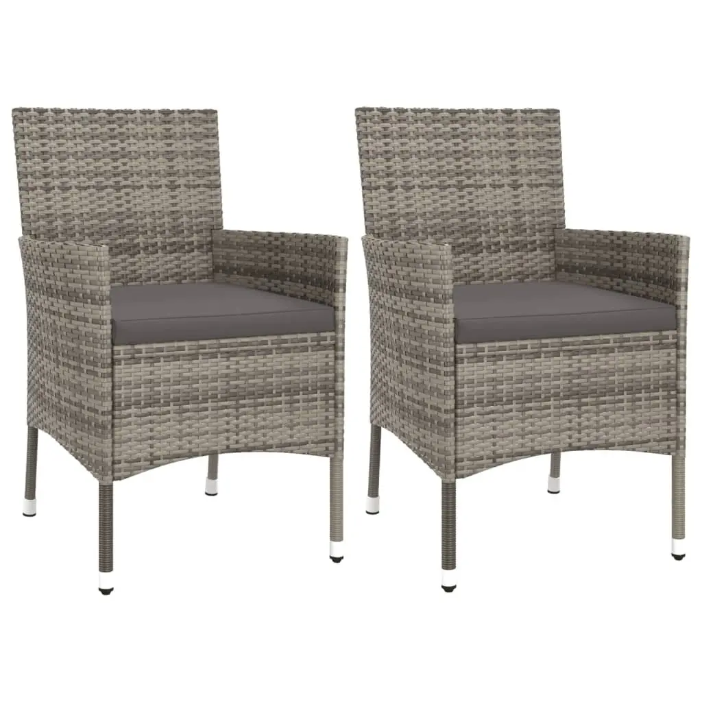3 Piece Garden Bistro Set Grey Outdoor Furniture with Cushions