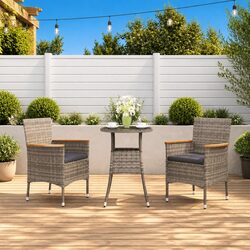 Friendly Grey Poly Rattan Garden Bistro Set