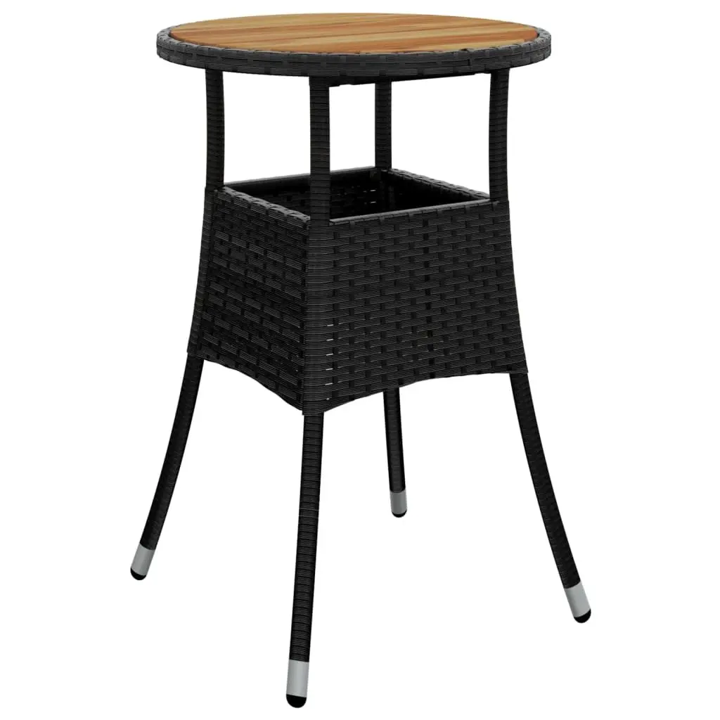 Bistro Set 3 Piece Outdoor Furniture Black Poly Rattan with Cushions
