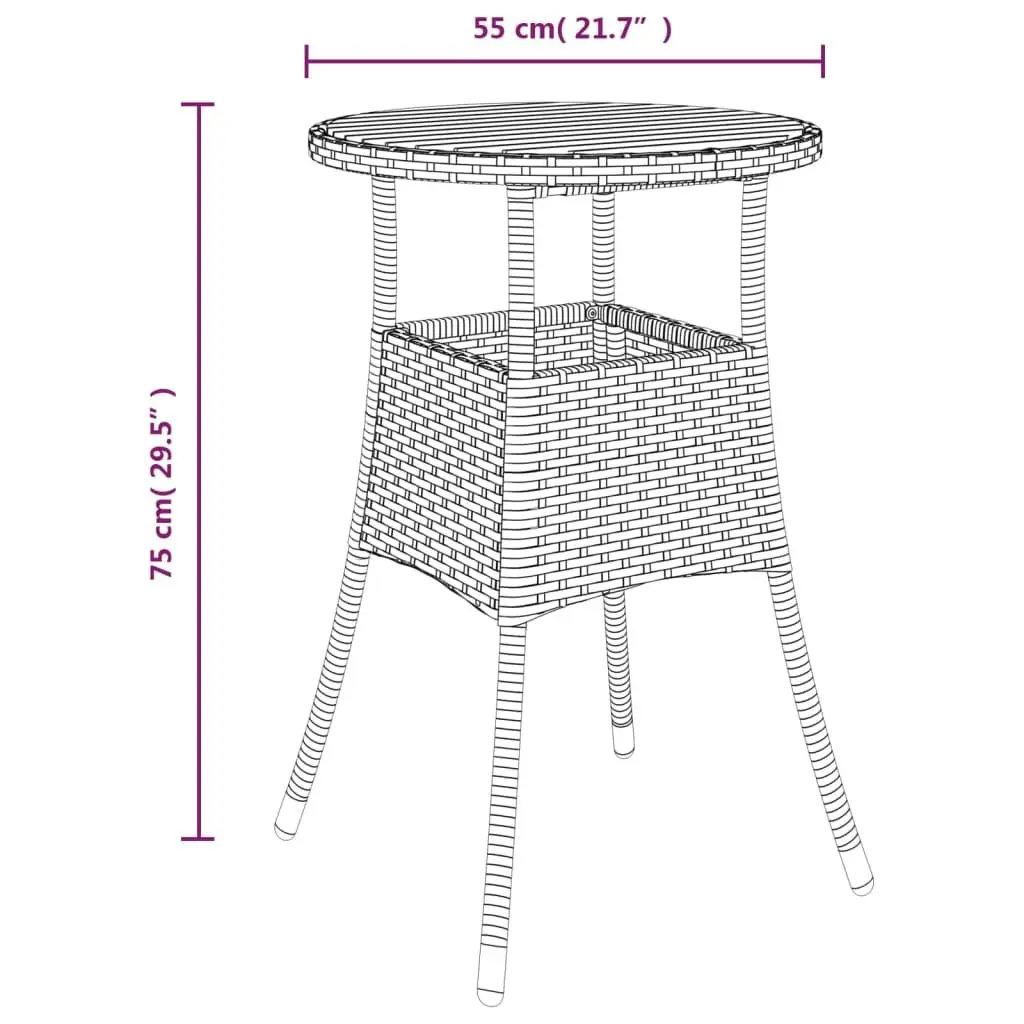 Bistro Set 3 Piece Outdoor Furniture Black Poly Rattan with Cushions