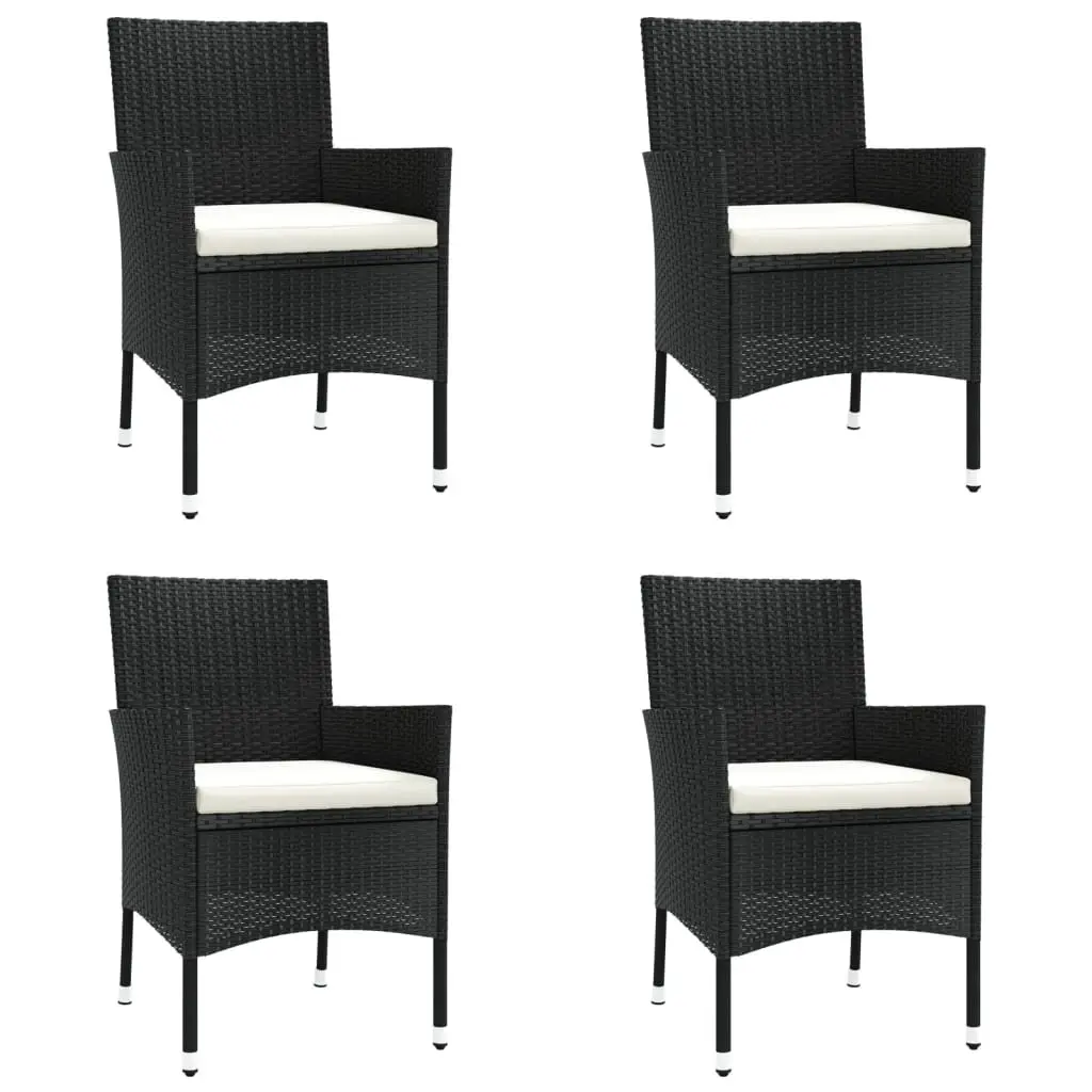 5 Piece Garden Bistro Set Black PE Rattan Outdoor Furniture with Cushions