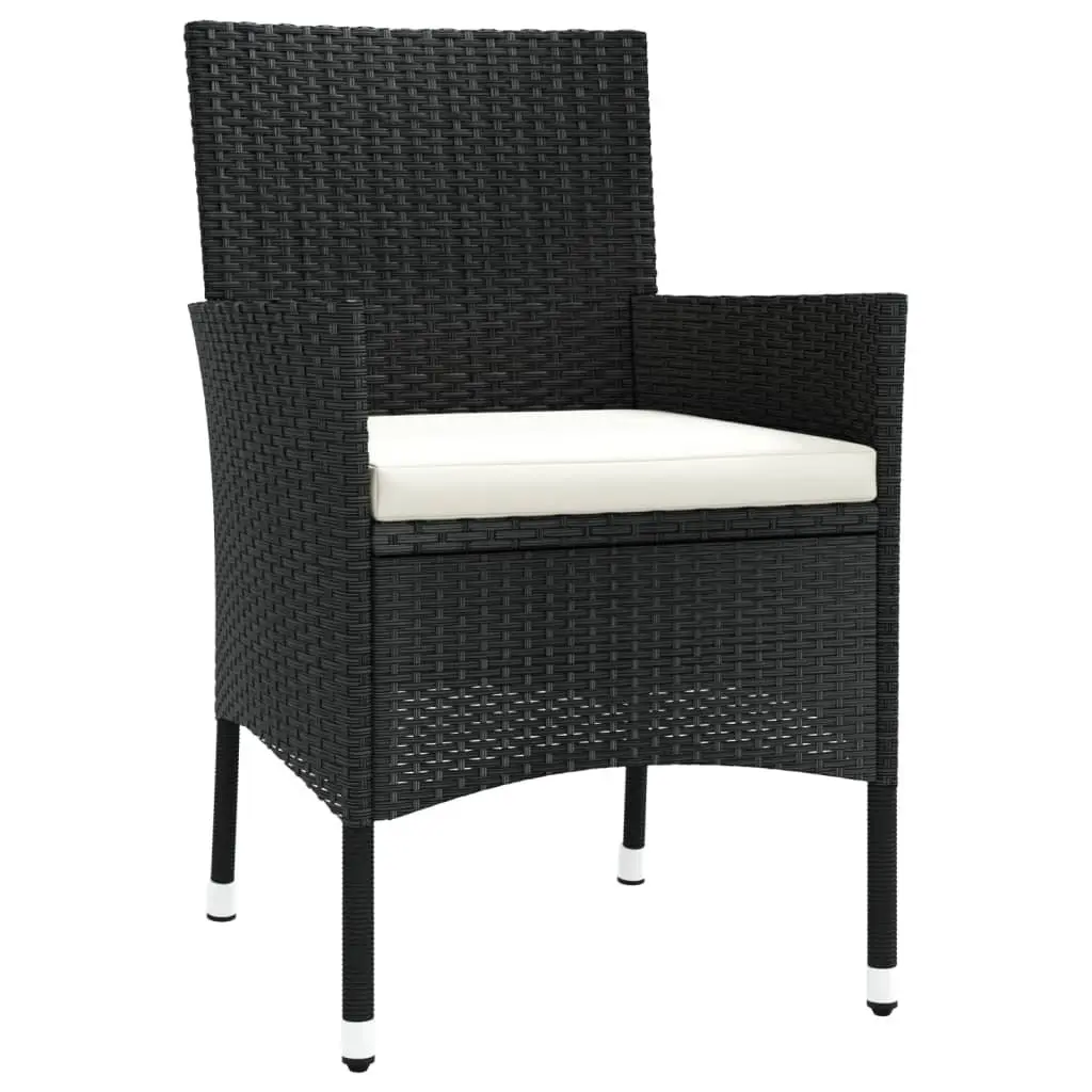 5 Piece Garden Bistro Set Black PE Rattan Outdoor Furniture with Cushions