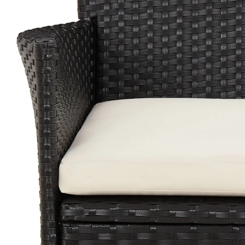 5 Piece Garden Bistro Set Black PE Rattan Outdoor Furniture with Cushions
