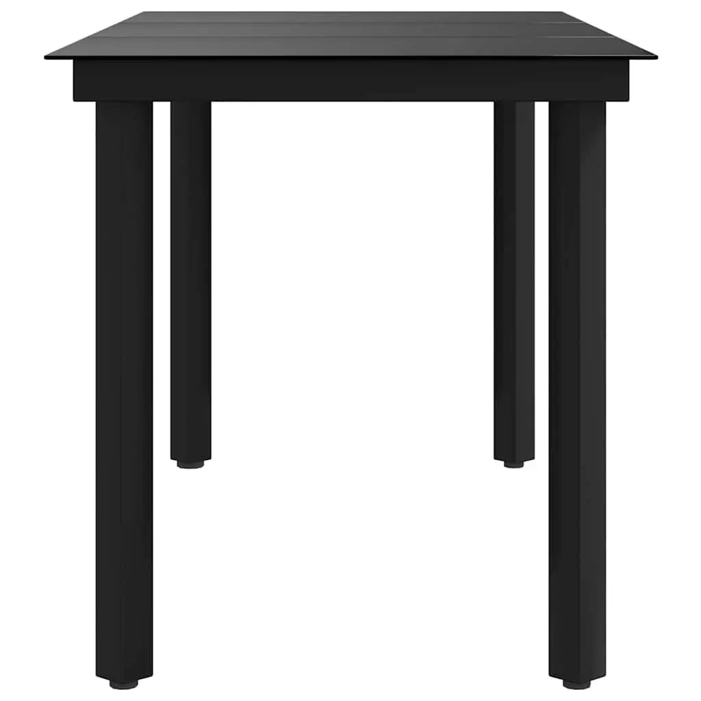 Garden Dining Table Black Outdoor Patio Furniture Steel Frame Glass Top 140x70cm