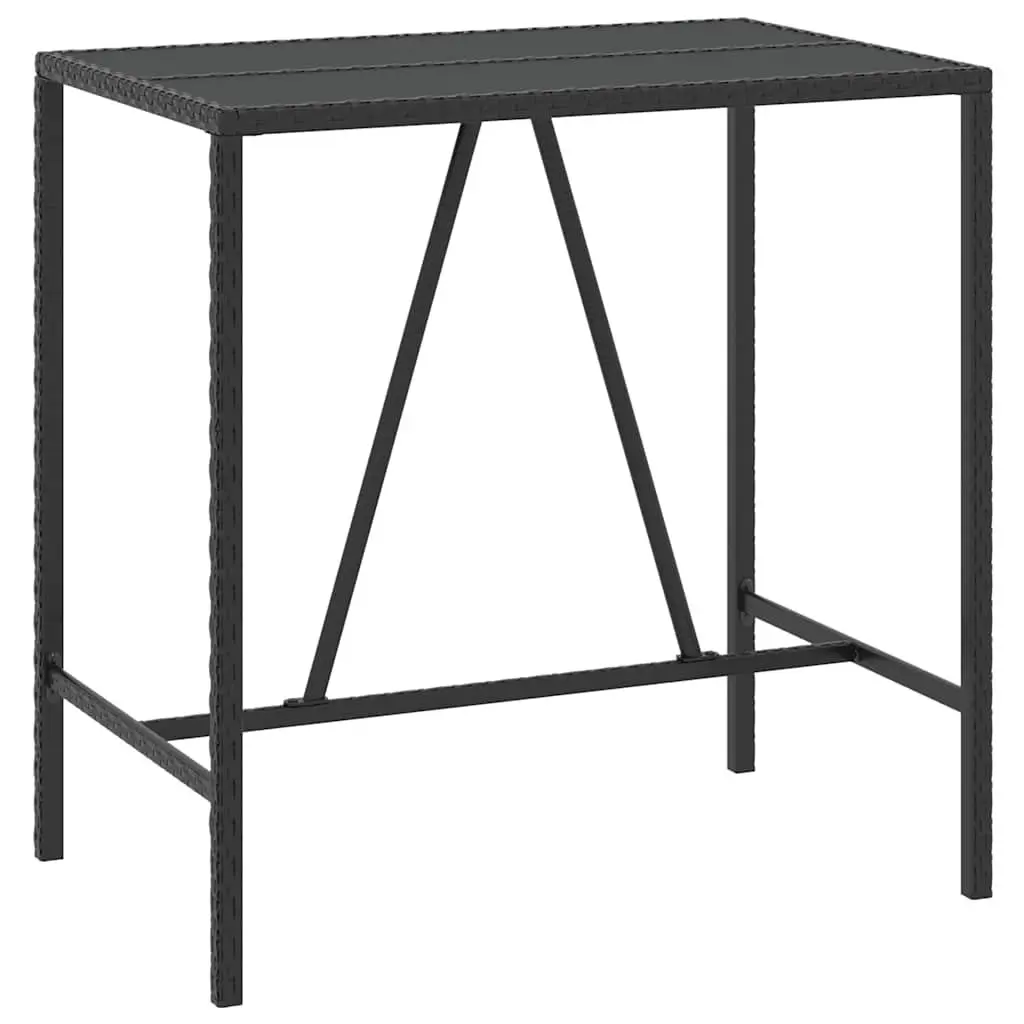 Outdoor Bar Set 5 Piece Black Poly Rattan with Cushions Patio Furniture