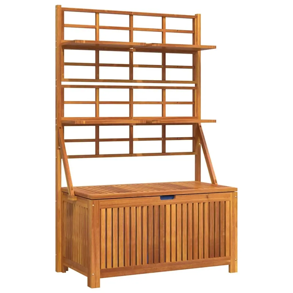 Outdoor Storage Box with Trellis Brown Solid Wood Garden Tool Chest Planter Box