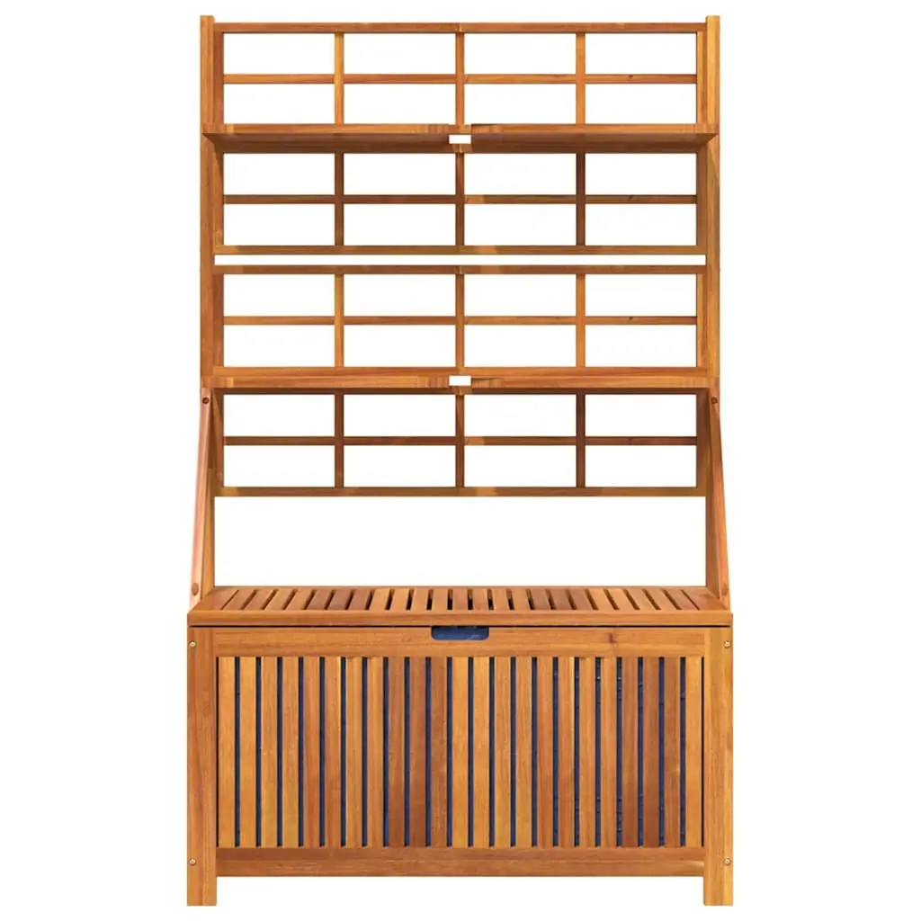 Outdoor Storage Box with Trellis Brown Solid Wood Garden Tool Chest Planter Box
