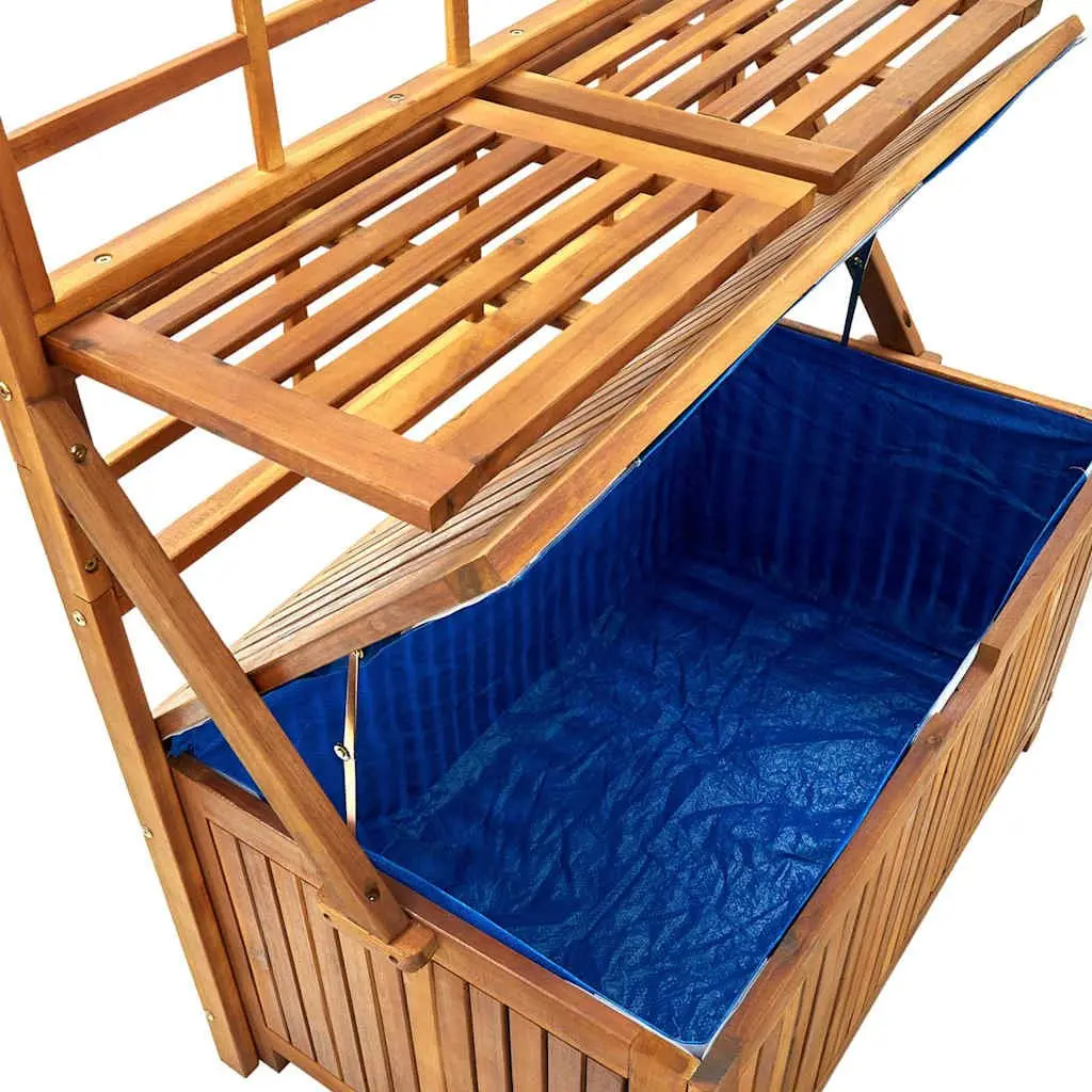 Outdoor Storage Box with Trellis Brown Solid Wood Garden Tool Chest Planter Box