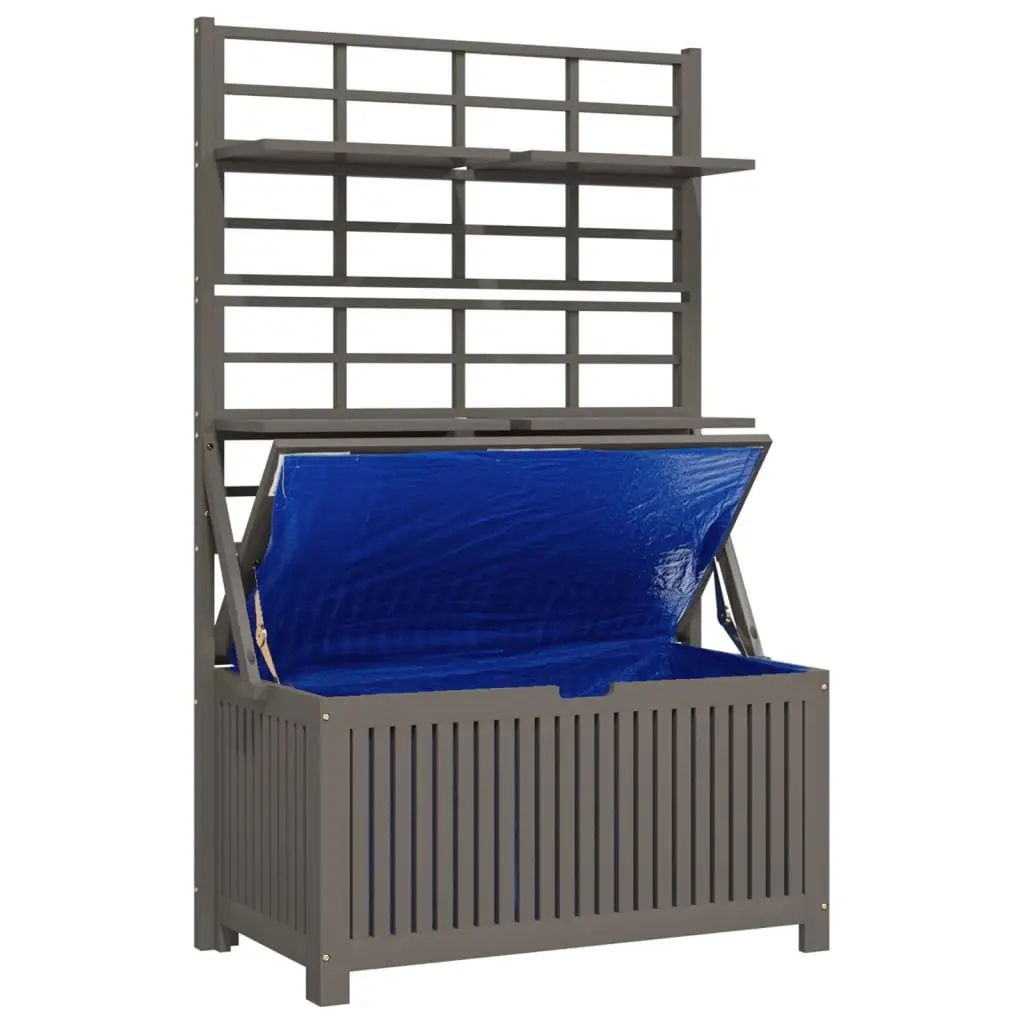 Outdoor Storage Box with Trellis Grey 99x50x160cm Solid Wood