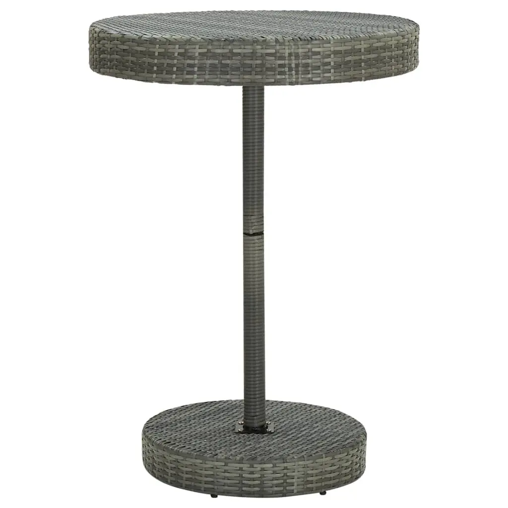 Garden Bar Set Grey Poly Rattan Wood Stools Table 5 Piece