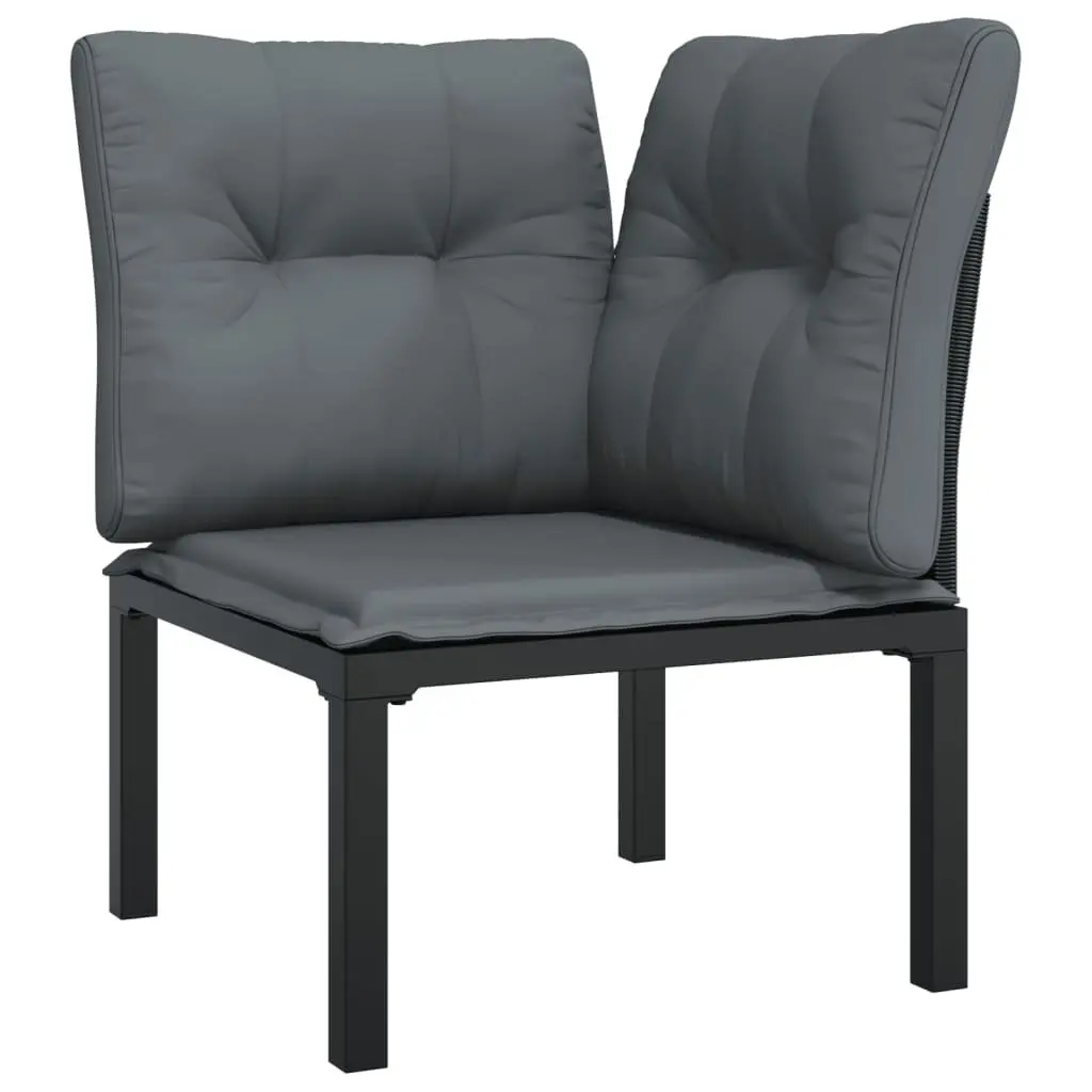 3 Piece Outdoor Garden Lounge Set Black Grey Poly Rattan Patio Furniture Sofa