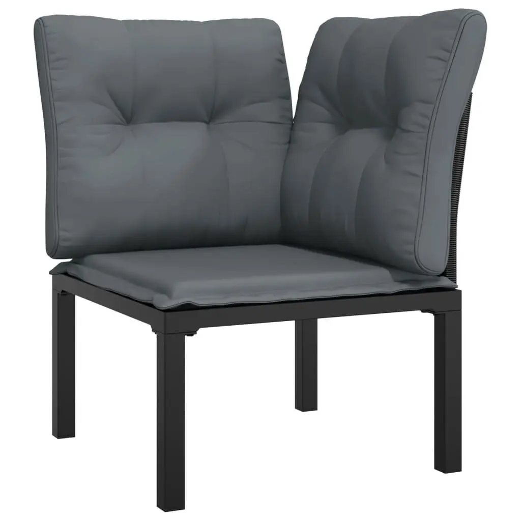 5 Piece Modular Outdoor Garden Lounge Set Weather-Resistant Black Grey Poly Rattan Furniture