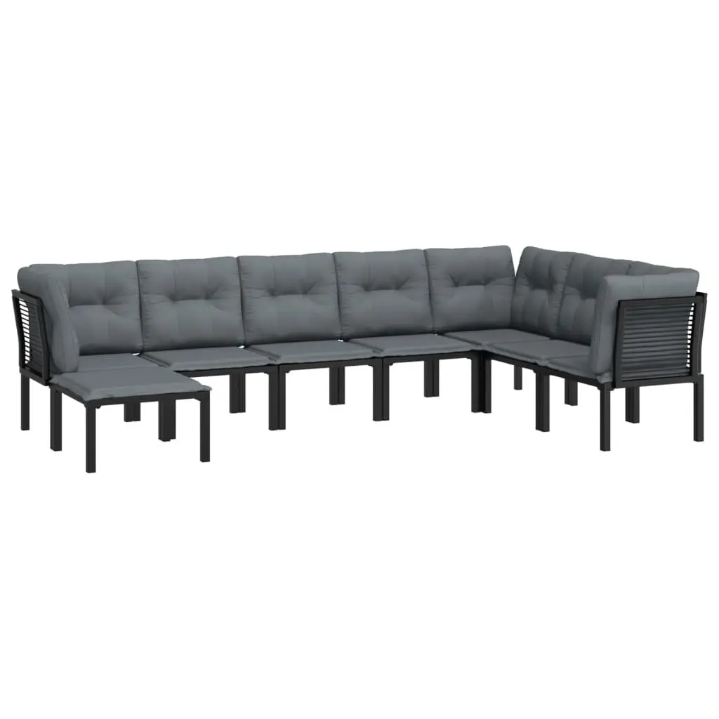 Outdoor Furniture Modular 8 Piece Garden Lounge Set Black Grey PE Rattan
