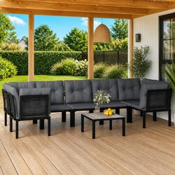 Your Ideal 8 Piece Outdoor Lounge Set in Black Grey
