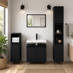 3 Piece Black Bathroom Cabinet Set, Perfect for You