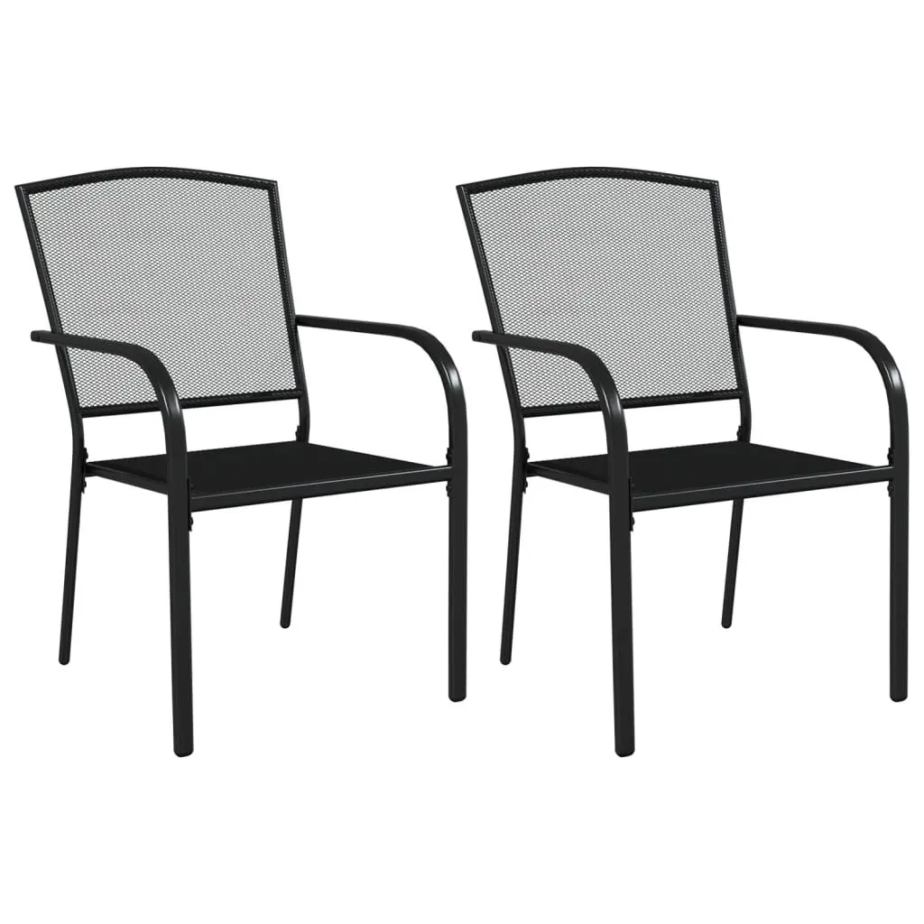 3 Piece Anthracite Steel Frame Outdoor Dining Set with Stackable Chairs and Table