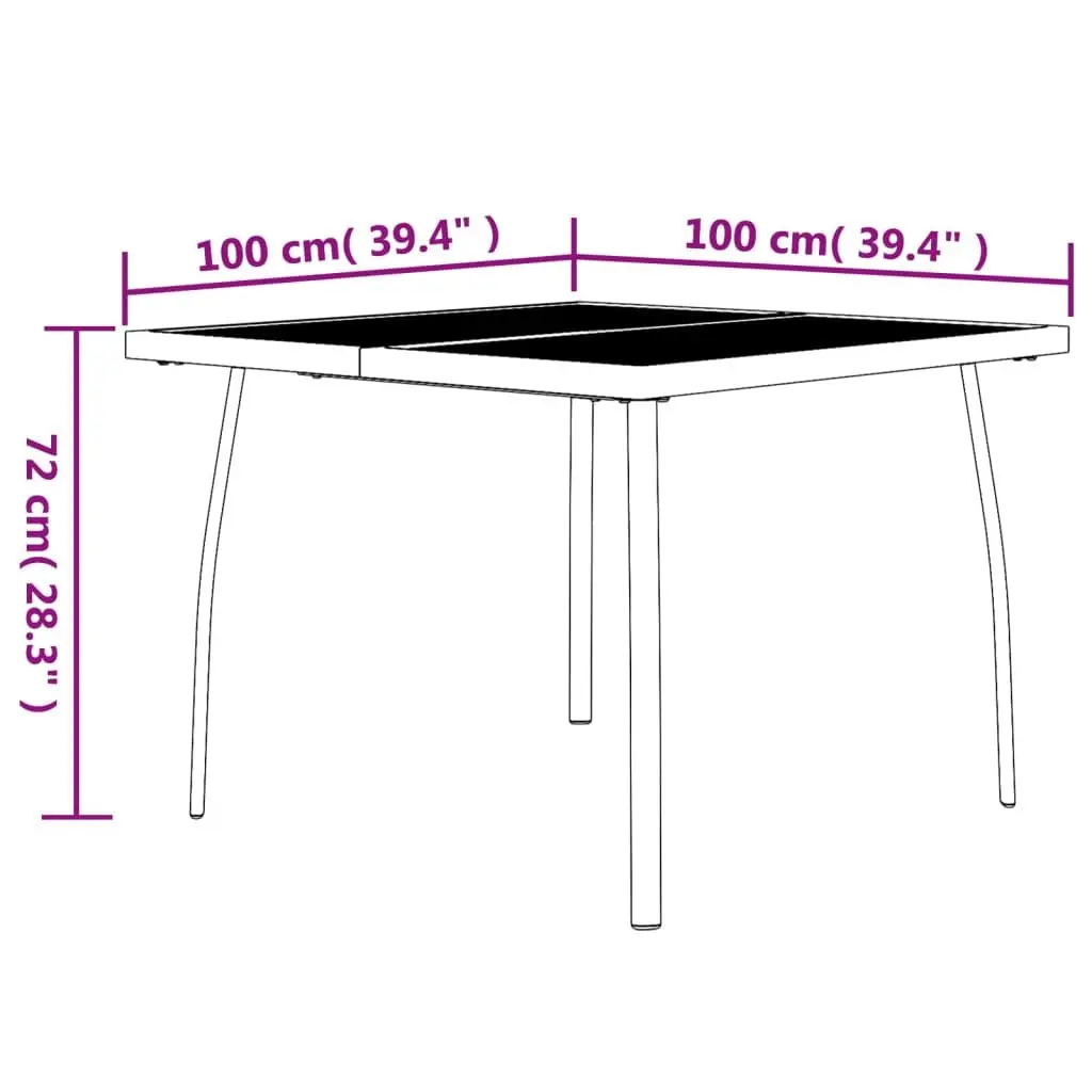 3 Piece Anthracite Steel Frame Outdoor Dining Set with Stackable Chairs and Table